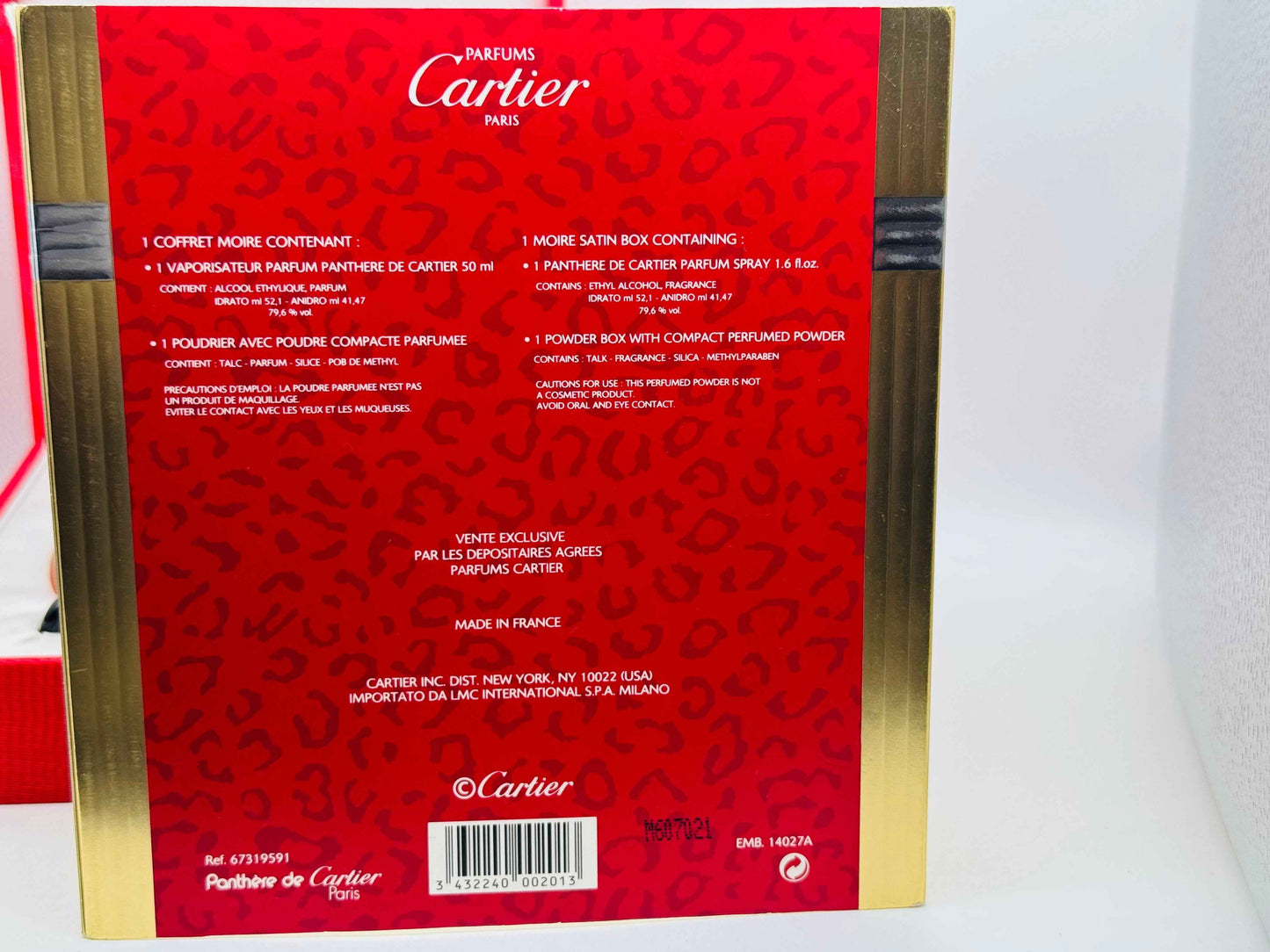 Profumo Vintage PANTHERE CARTIER Parfum 50 ml Coffret Moire Estratto Extrait + perfumed powder