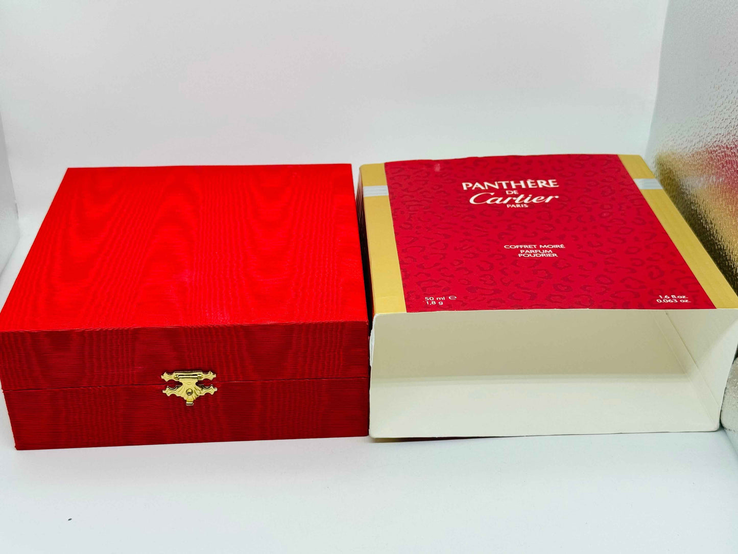 Profumo Vintage PANTHERE CARTIER Parfum 50 ml Coffret Moire Estratto Extrait + perfumed powder