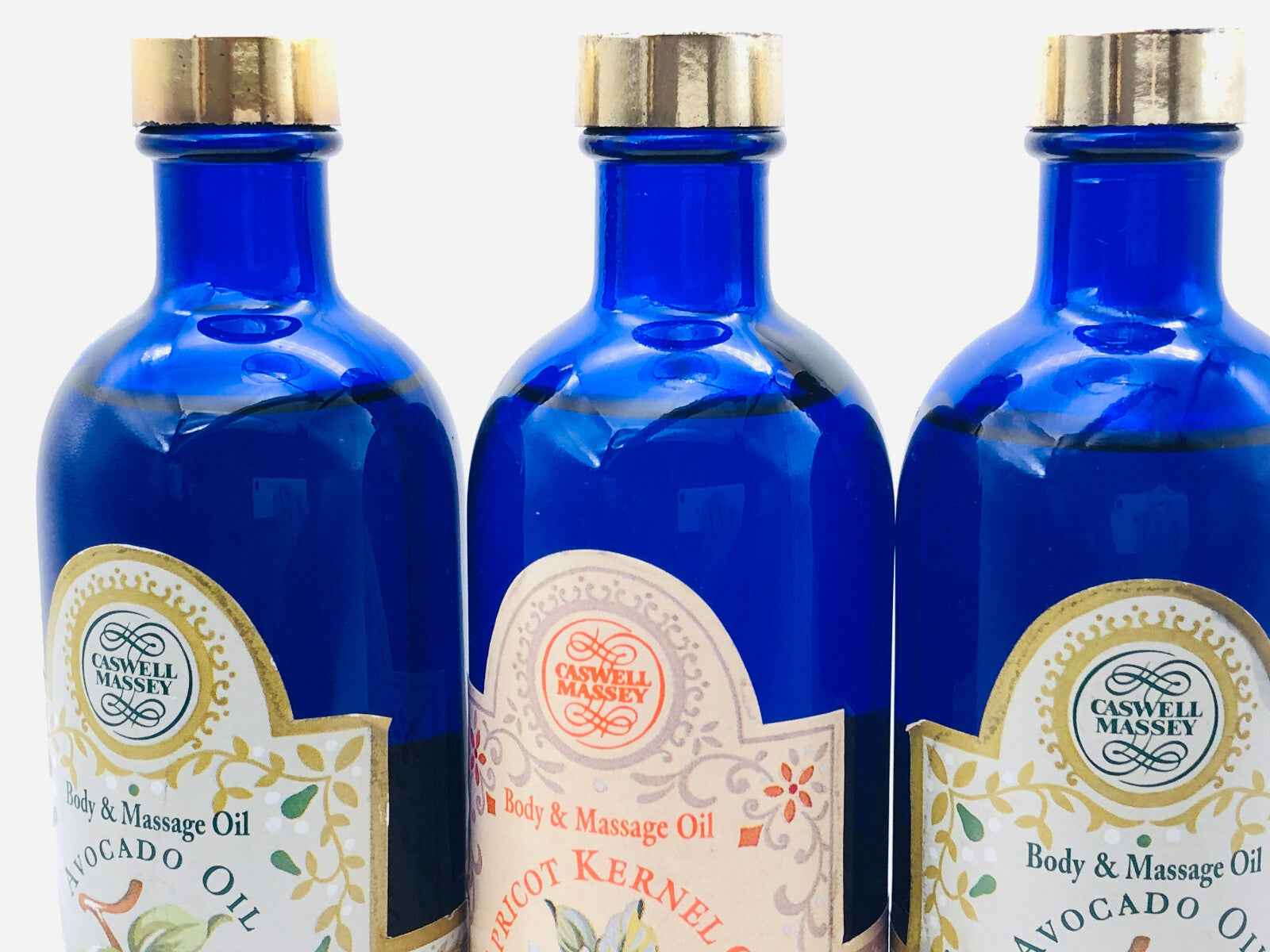 3X CASWELL MASSEY OLIO MASSAGGIO 170 ML EDT AVOCADO SEMI ALBICOCCA 3 PEZZI