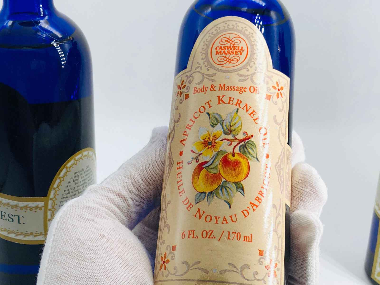 3X CASWELL MASSEY OLIO MASSAGGIO 170 ML EDT AVOCADO SEMI ALBICOCCA 3 PEZZI