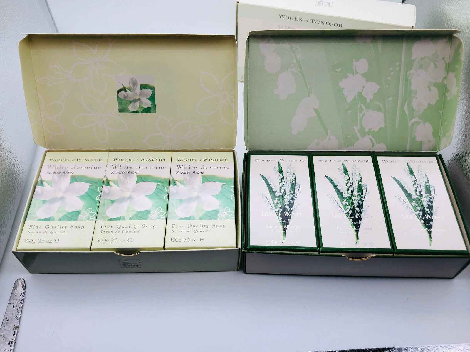 WOODS OF WINDSOR PERFUMED SOAP vintage 3x saponette 100gr JASMIN LILY OF VALLEY