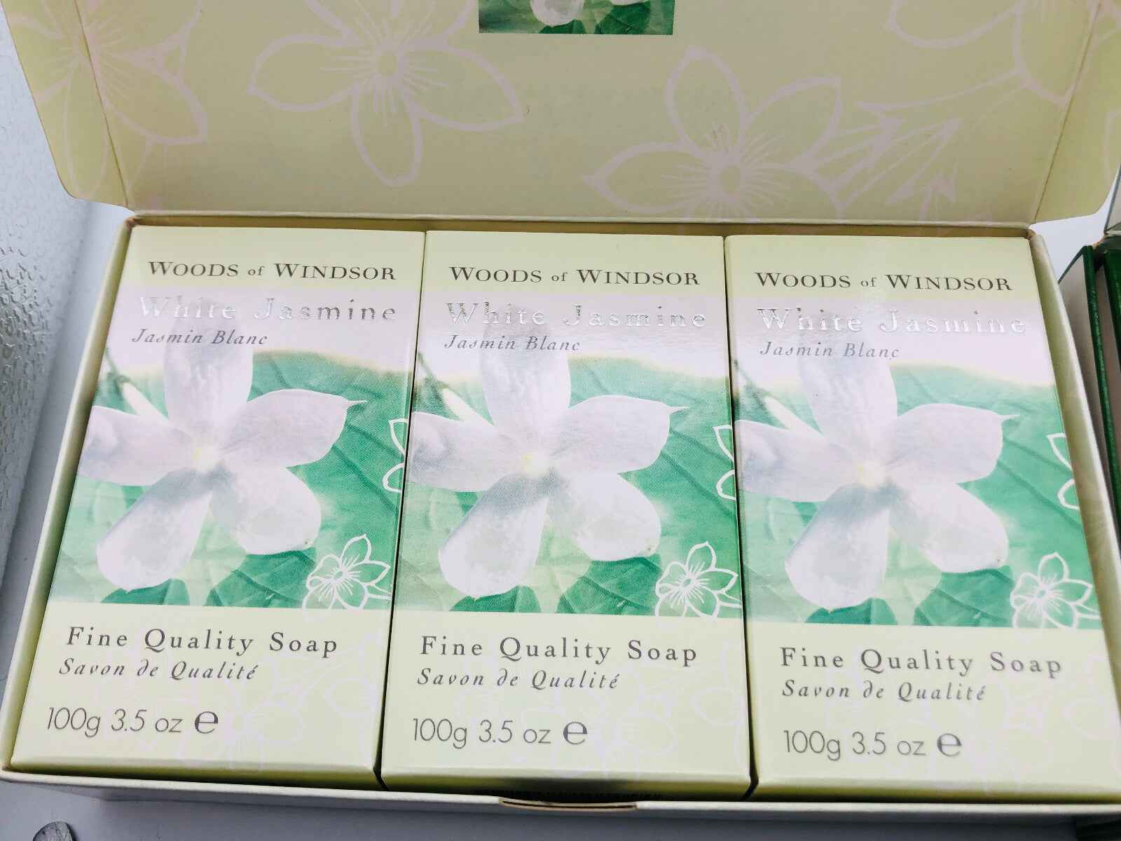 WOODS OF WINDSOR PERFUMED SOAP vintage 3x saponette 100gr JASMIN LILY OF VALLEY