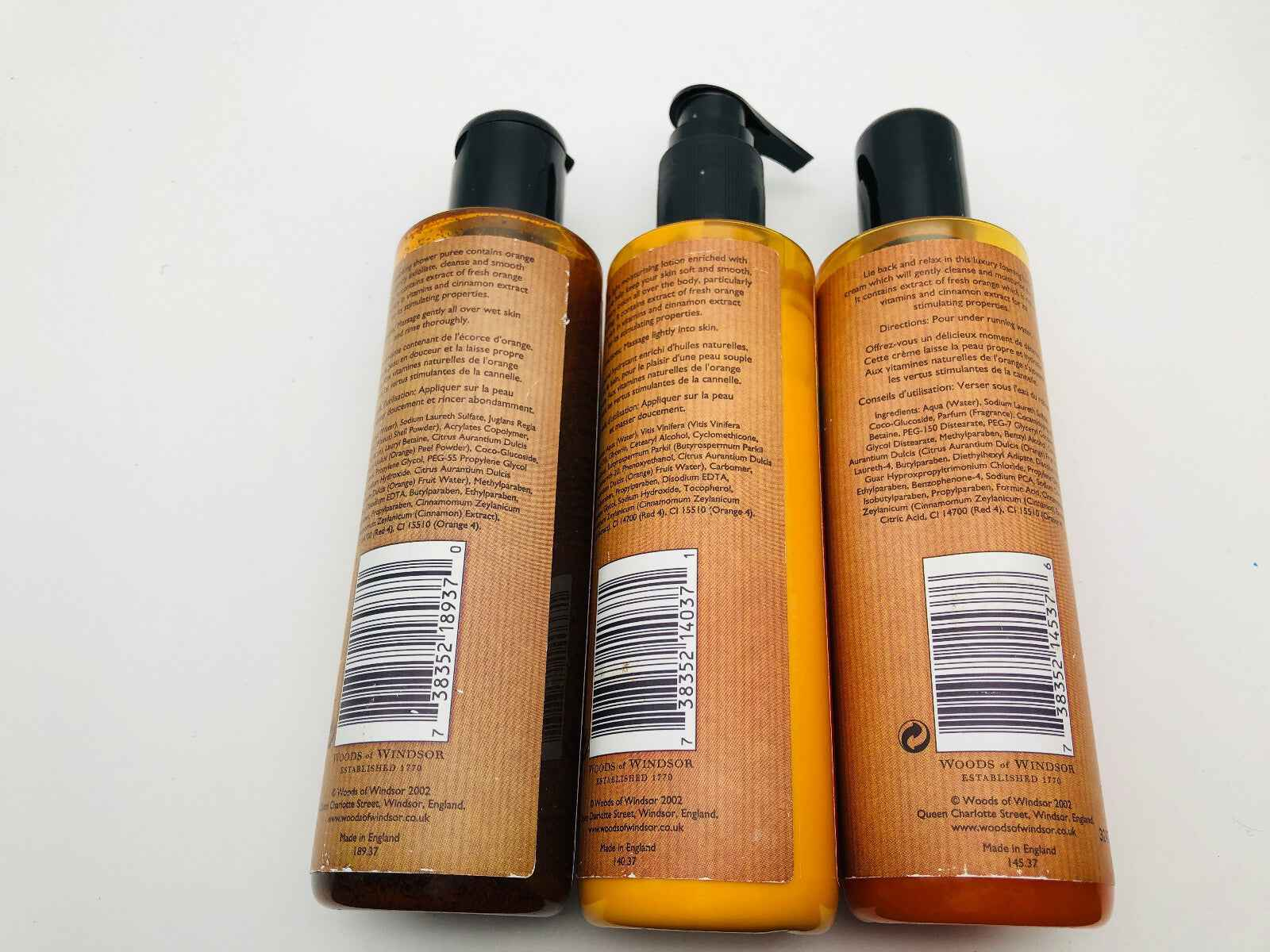 3x WOODS OF WINDSOR orange spice body exfoliator shower puree ARANCIA CANNELLA