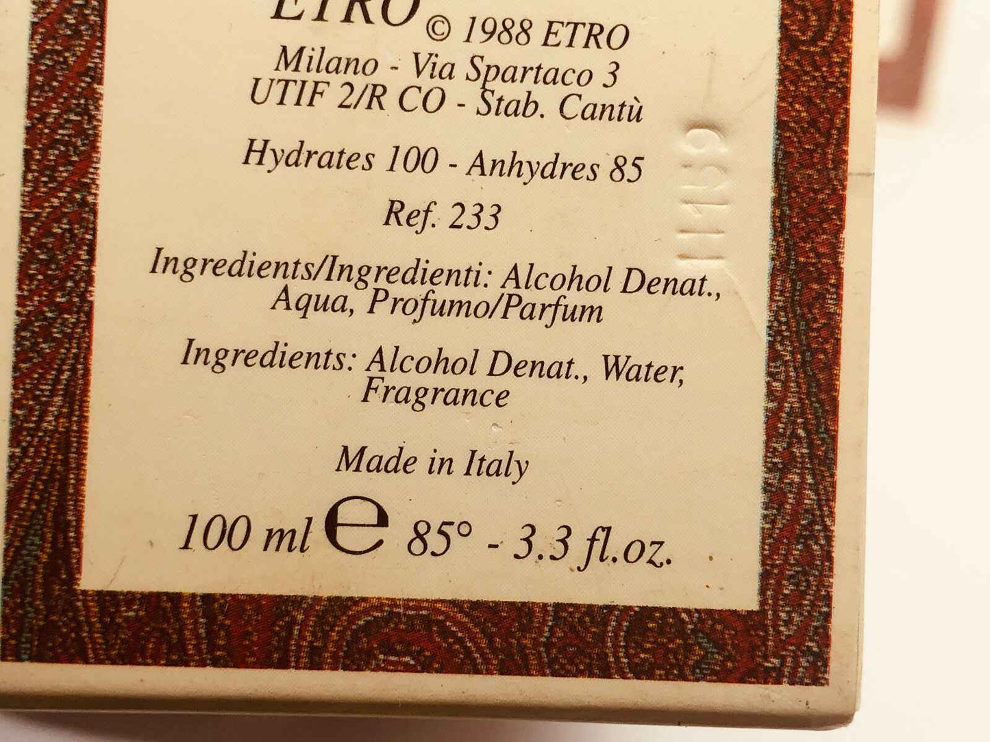Profumo ETRO SANDALO 100 ml VINTAGE edc spray Prima Edizione Eau De Cologne '90s