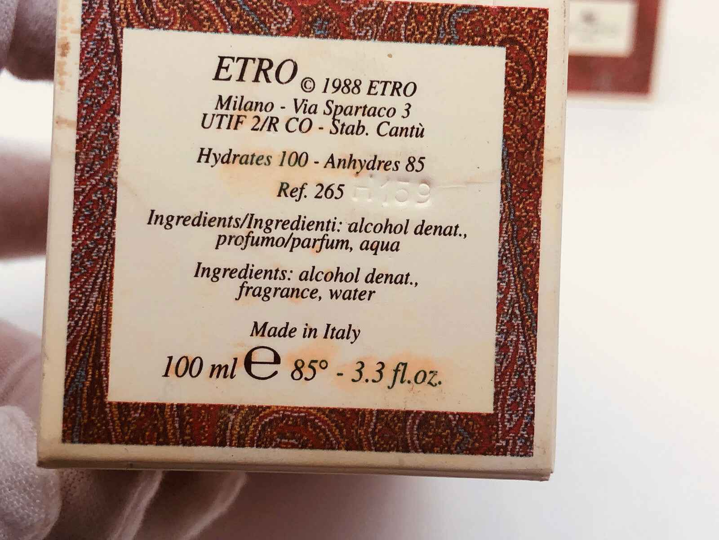 Profumo ETRO VETIVER 100 ml VINTAGE edc spray Prima Edizione Eau De Cologne '90s