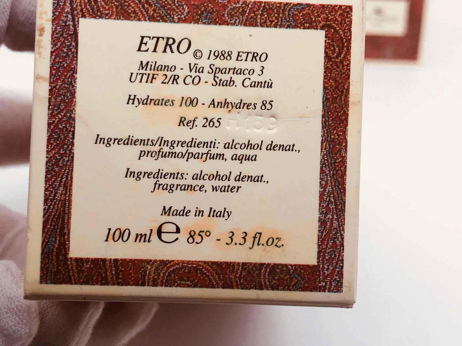 Profumo ETRO VETIVER 100 ml VINTAGE edc spray Prima Edizione Eau De Cologne '90s