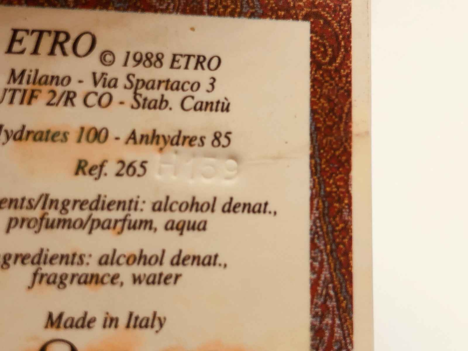 Profumo ETRO VETIVER 100 ml VINTAGE edc spray Prima Edizione Eau De Cologne '90s