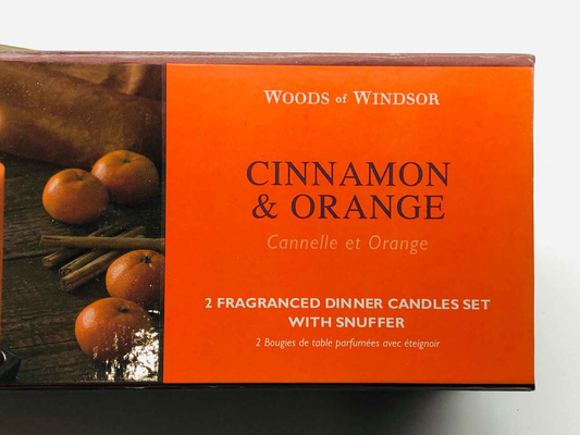CANDELA WOODS OF WINDSOR CINNAMON ORANGE ARANCIA CANNELLA BOUGIE CANDLE PARFUME