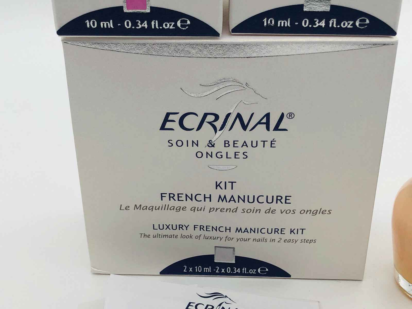 STOCK 3 Pezzi ECRINAL KIT FRENCH MANICURE NAILS NAIL 2X 10ml ROSA BIANCO LUNETTE
