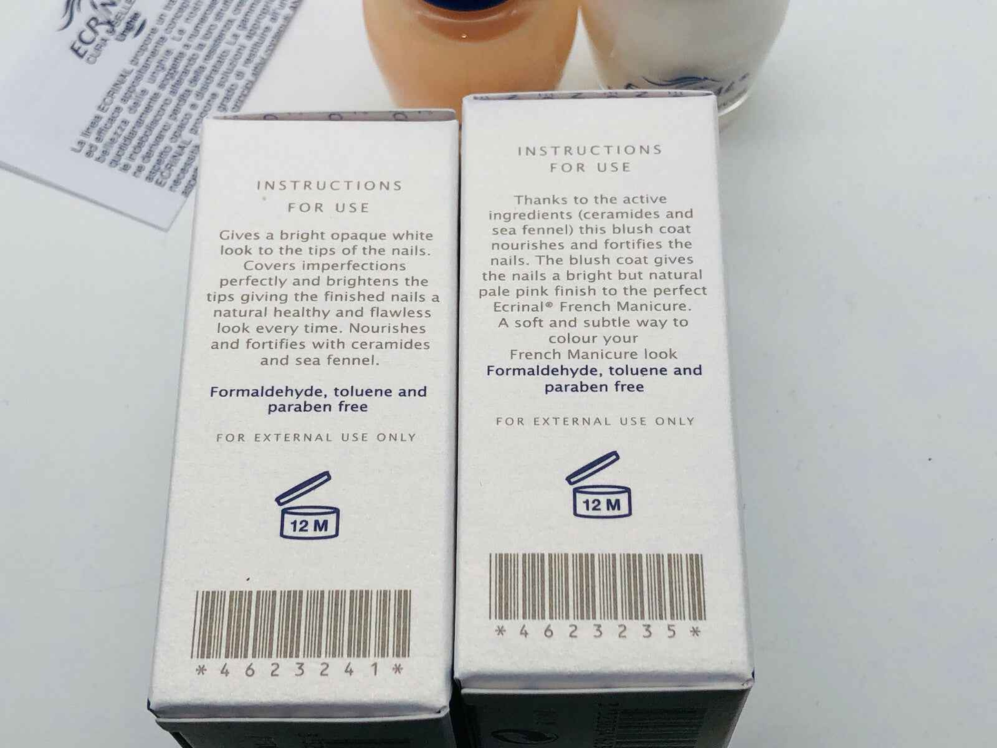 STOCK 3 Pezzi ECRINAL KIT FRENCH MANICURE NAILS NAIL 2X 10ml ROSA BIANCO LUNETTE