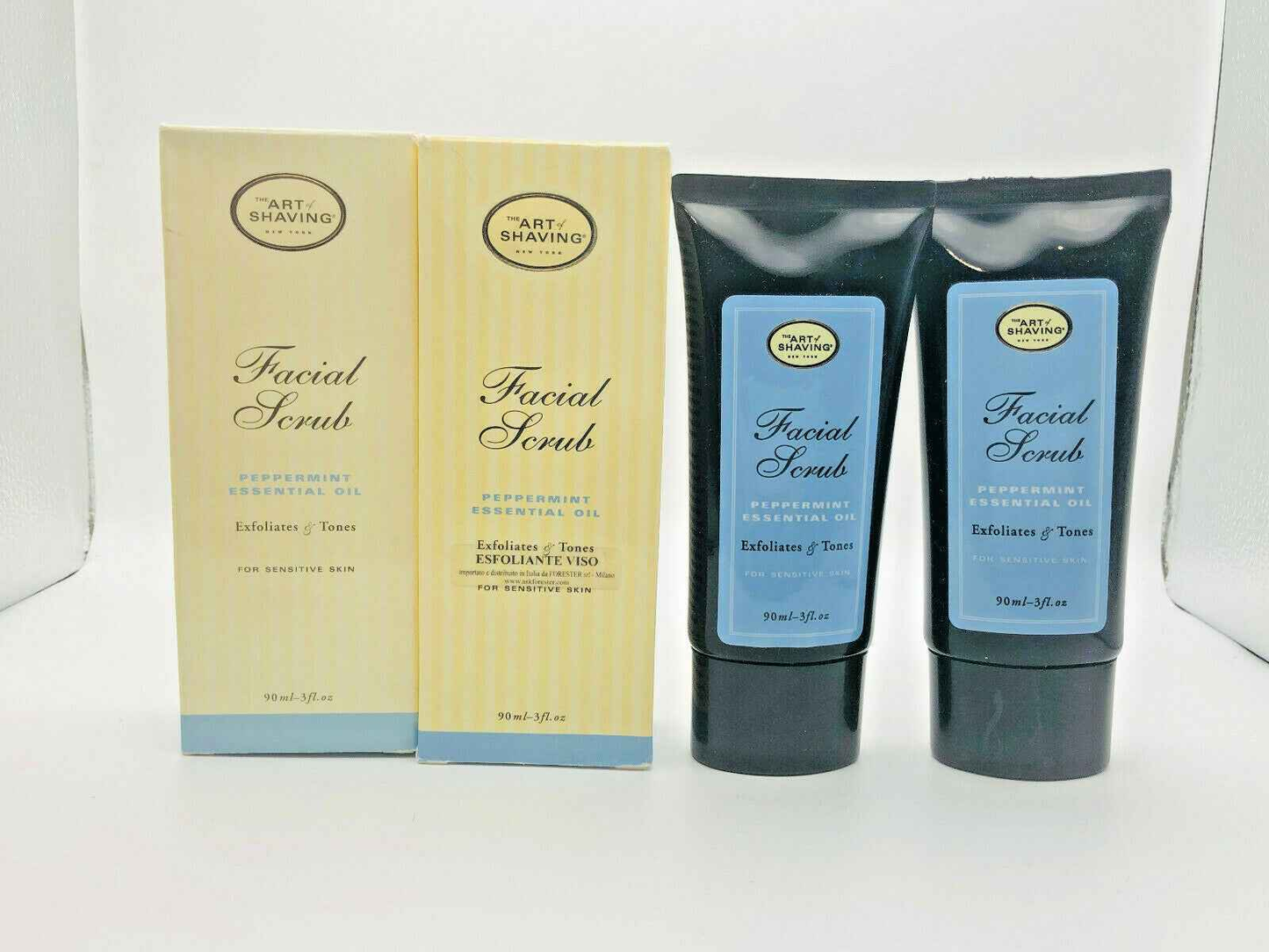 2 pezzi THE ART OF SHAVING FACIAL SCRUB 90 ml PEPPERMINT ESFOLIANTE VISO MENTA