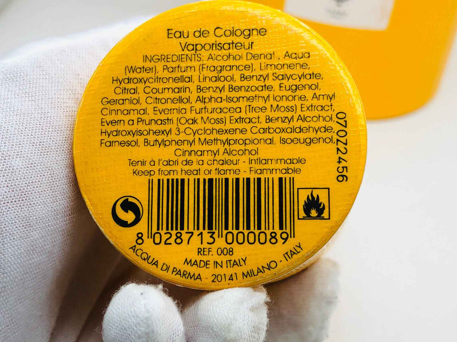 Acqua Di Parma Colonia Profumo etichetta di profumo con ingredienti e istruzioni di utilizzo