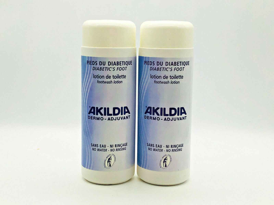 Due flaconi di Lozione Piede Diabetico Akildia, ideale per la cura e il benessere dei piedi