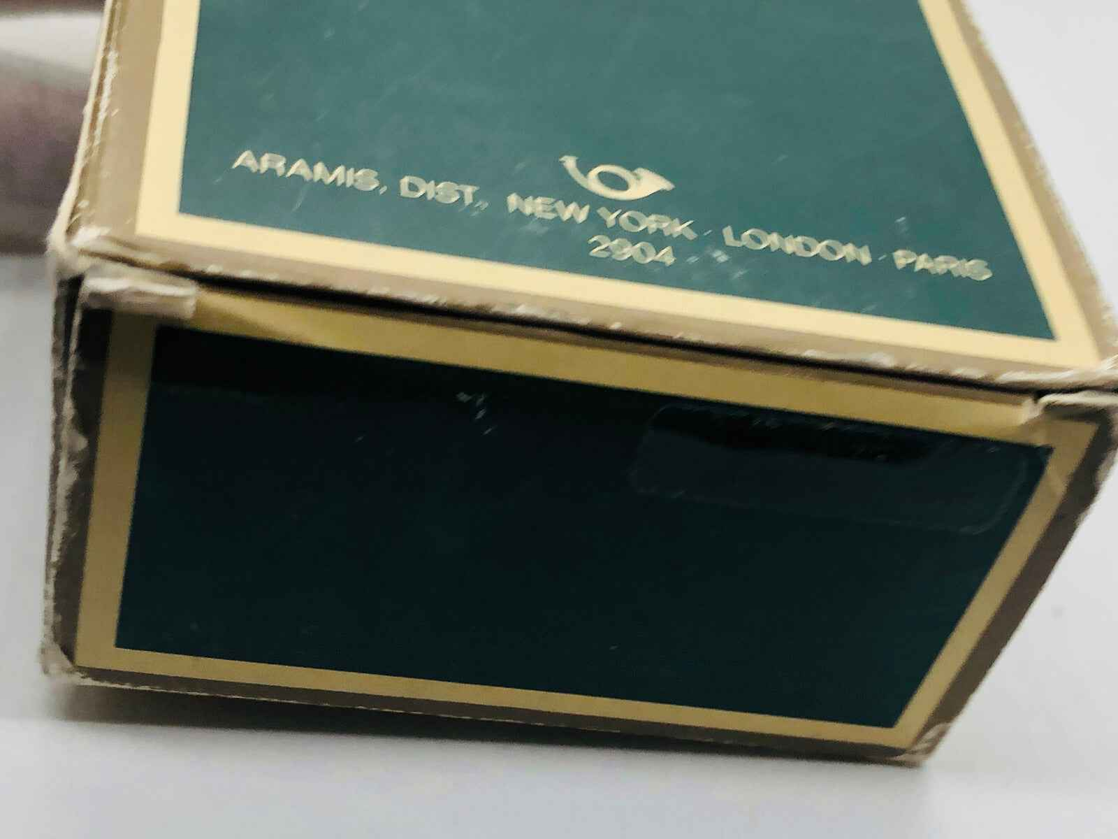 Scatola del profumo Vintage Aramis Devin Country con logo e dettagli di distribuzione