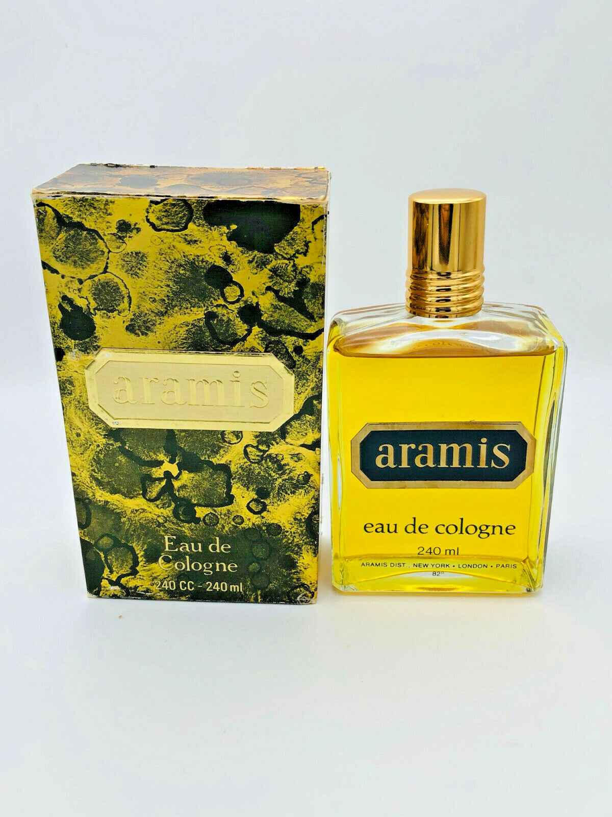 Vintage Aramis Cologne in a 240 ml bottle with original box featuring a classic design
