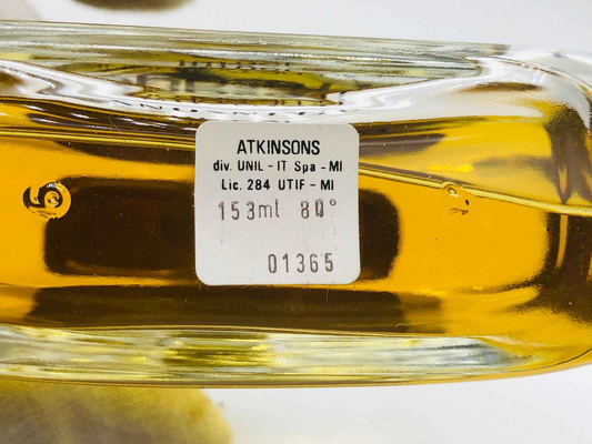 Bottiglia di Profumo Atkinsons Presage da 153ml con etichetta chiara e colore dorato