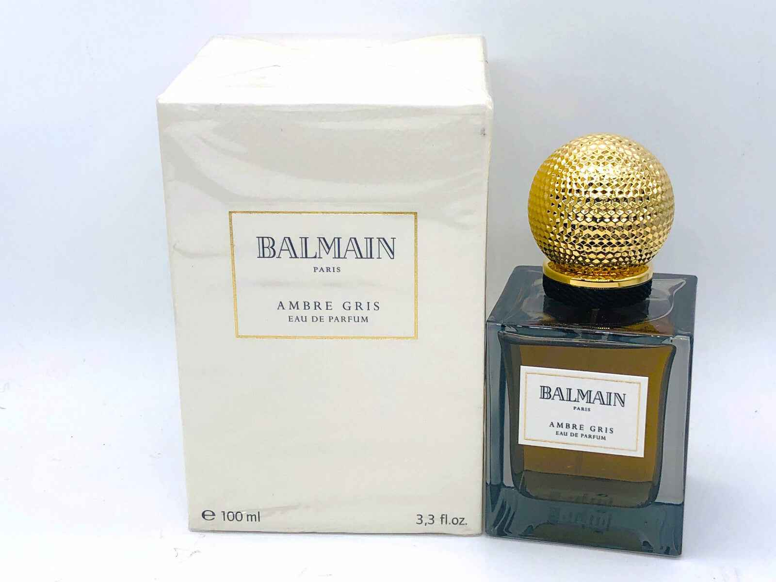 Profumo Balmain Ambre Gris Vintage in bottiglia da 100 ml con confezione elegante