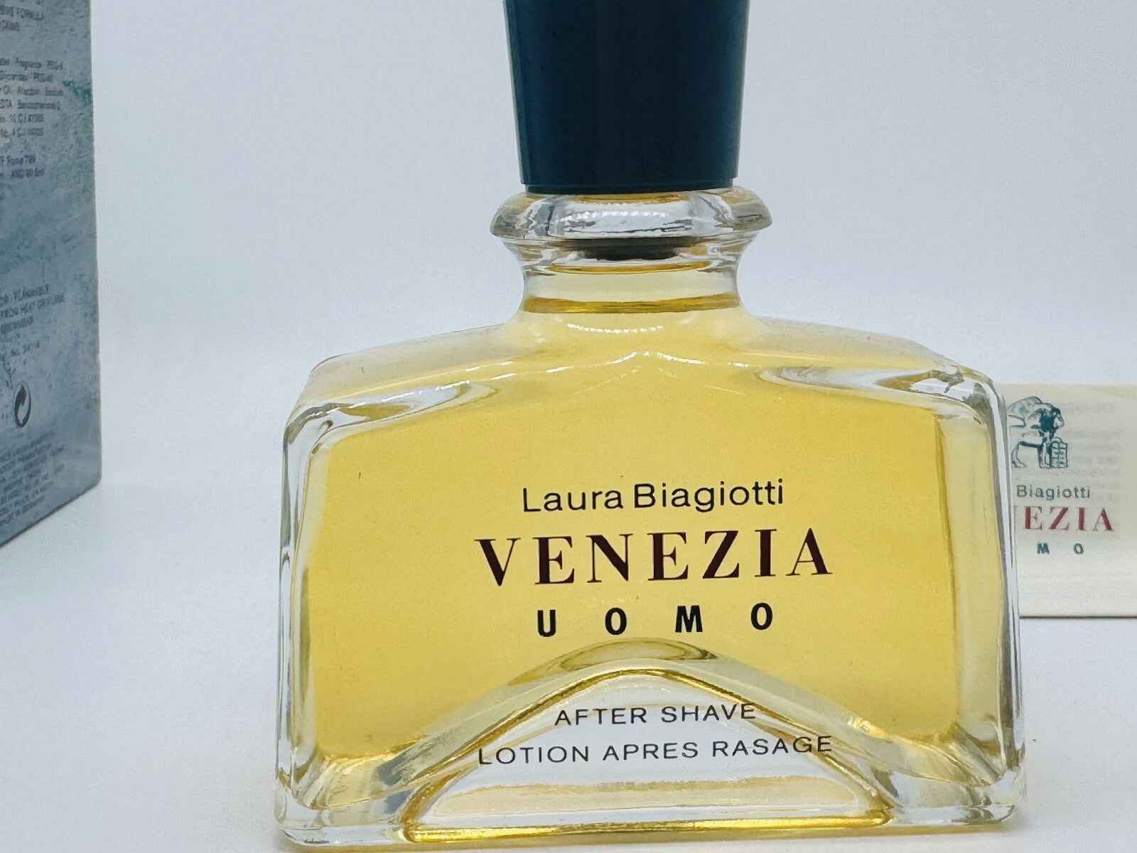 Profumo Biagiotti Venezia Uomo Vintage in bottiglia di vetro con tappo blu per after shave