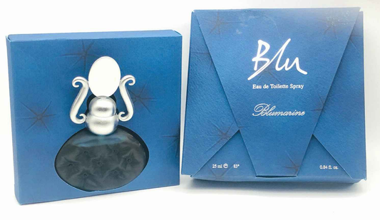 Profumo Blumarine Blu Vintage in elegante confezione blu con design raffinato e dettagli argentati