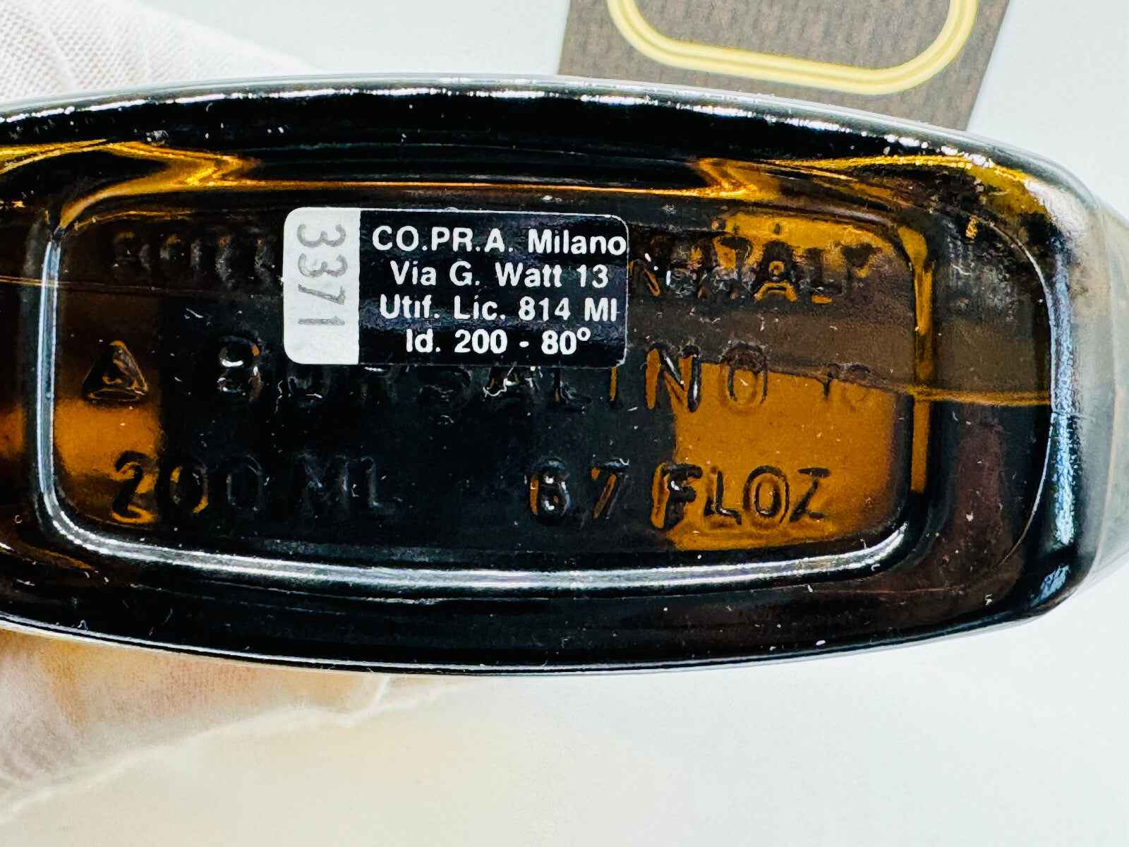 Flacone di profumo Borsalino Uomo Vintage da 200 ml con etichetta dettagliata sul retro