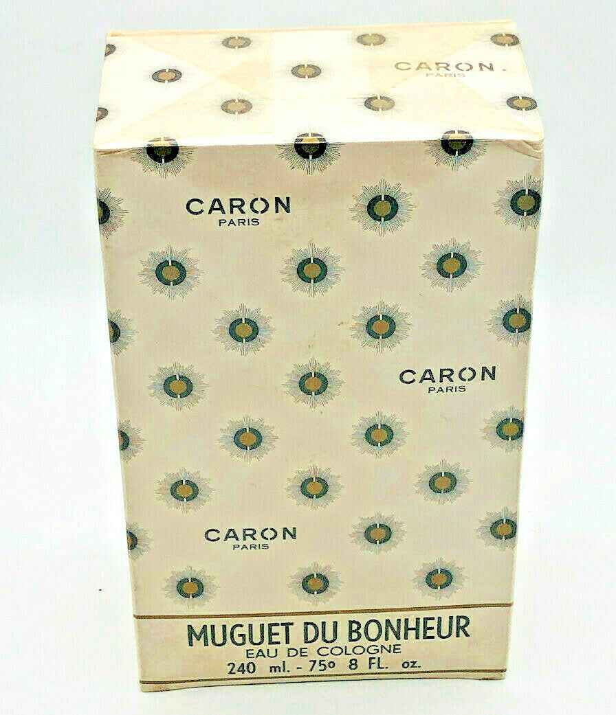Scatola di Caron Muguet Du Bonheur Eau de Cologne da 240 ml con motivi floreali eleganti