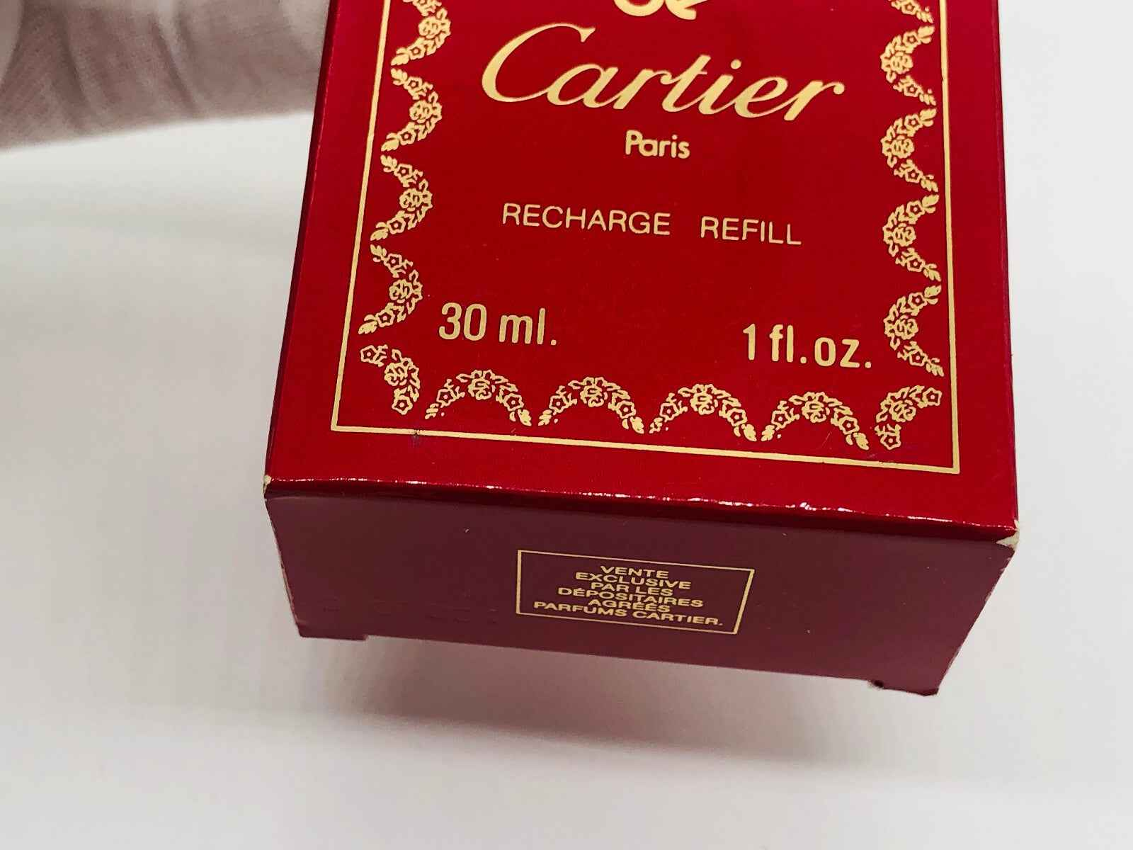 Scatola vintage di profumo Must De Cartier con ricarica da 30 ml per collezionisti