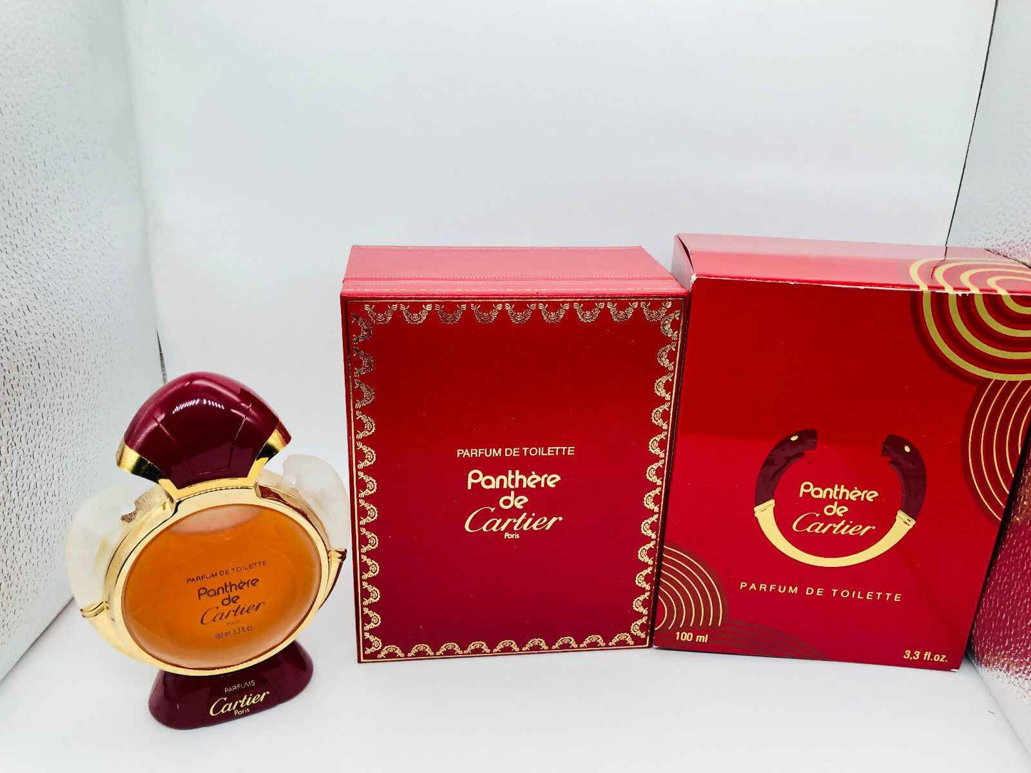 Profumo Panthere Cartier Vintage in flacone elegante con confezione rossa e oro