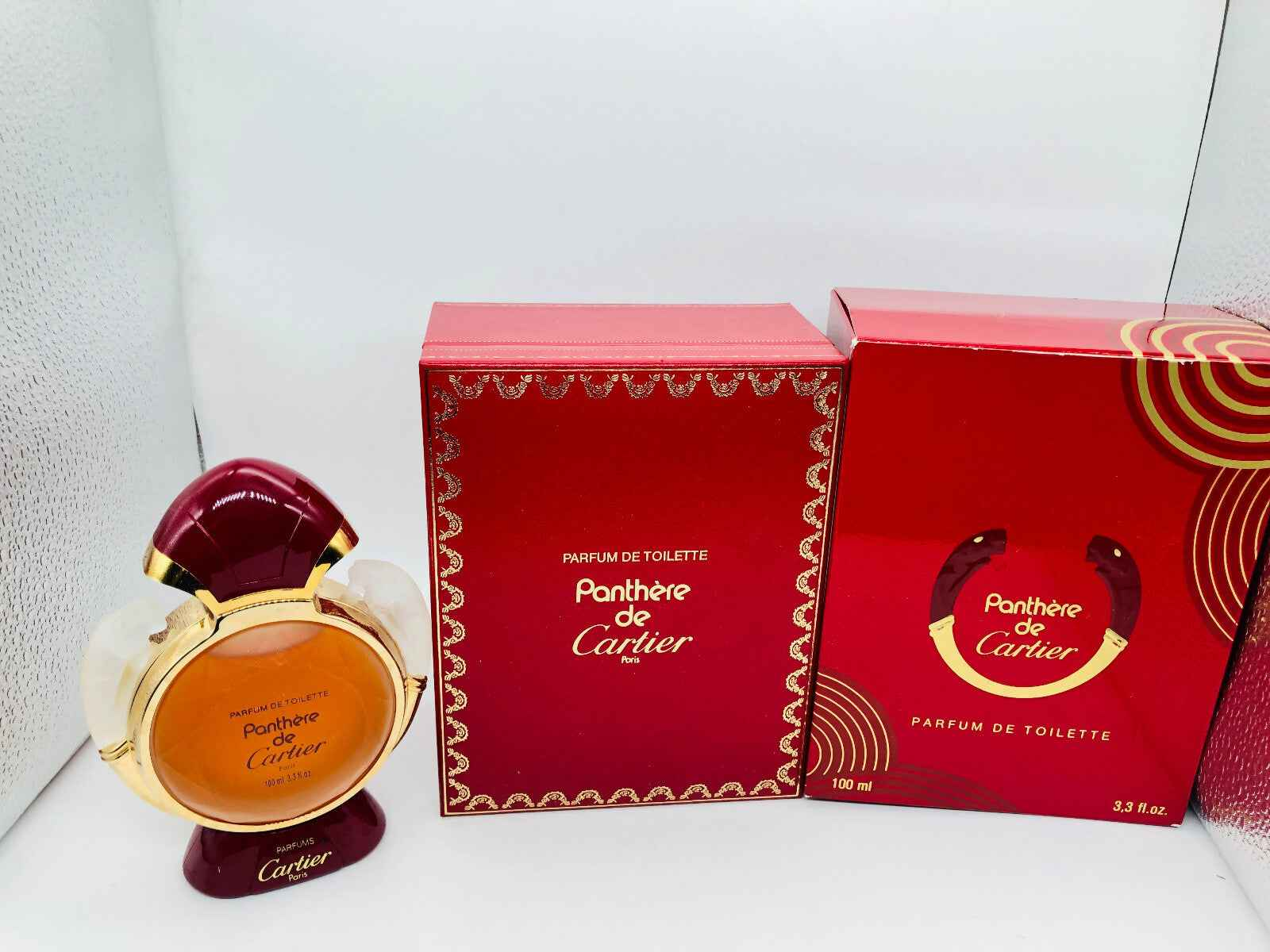 Profumo Panthere Cartier Vintage in flacone elegante con confezione rossa e oro
