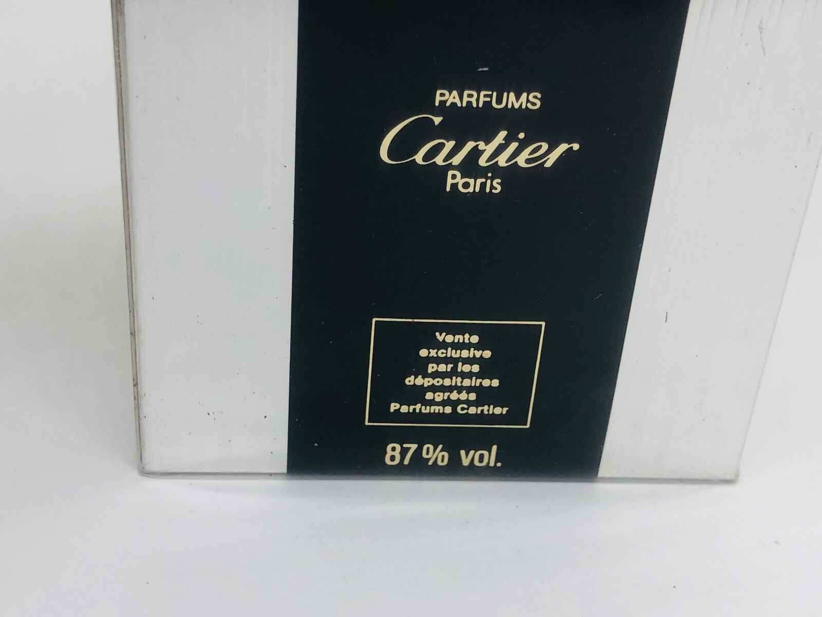 Scatola di profumo Pasha Cartier Vintage con logo Cartier e informazioni sul prodotto