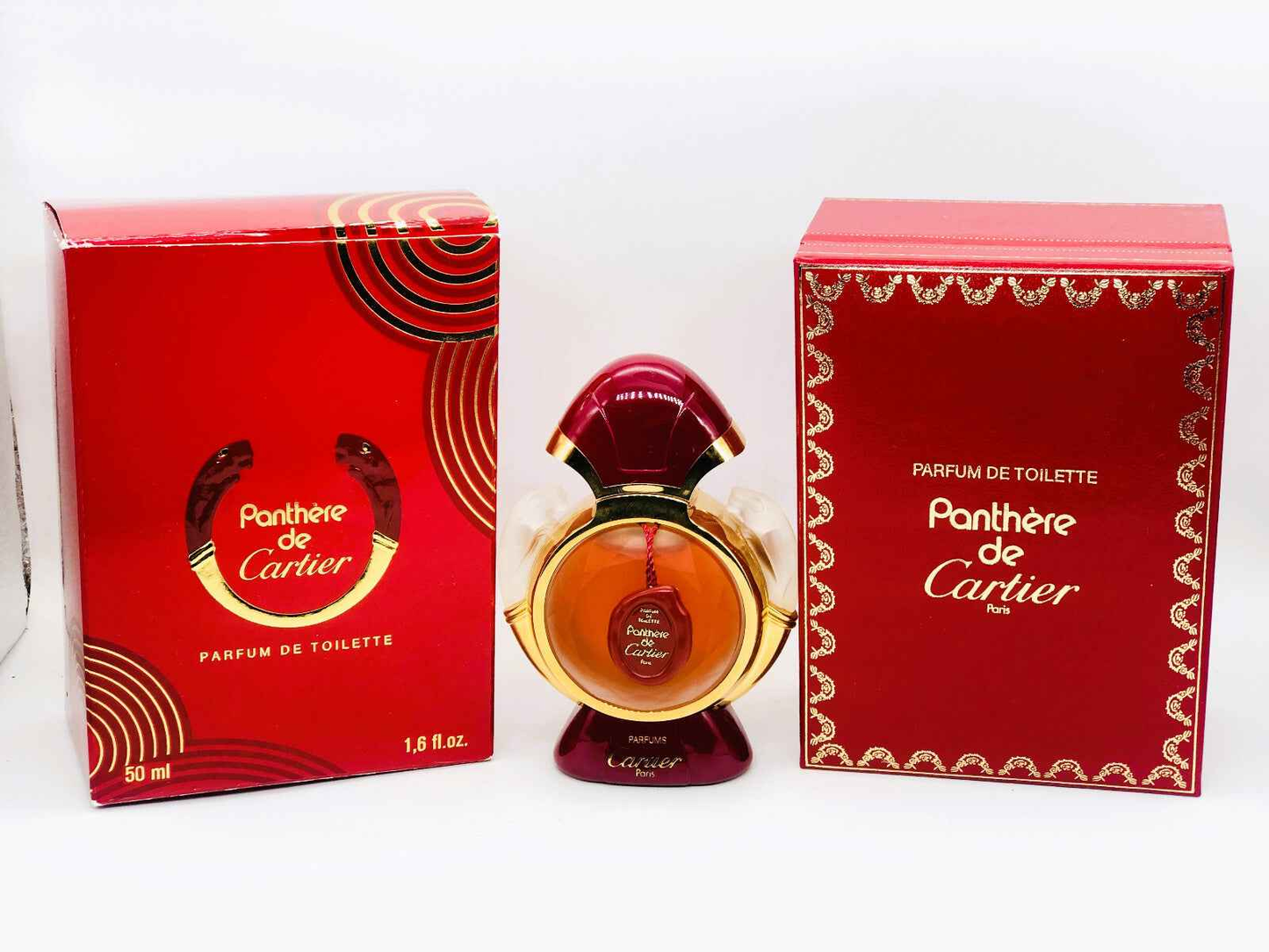 Profumo Vintage Panthere Cartier in flacone elegante con confezione rossa per una fragranza sofisticata