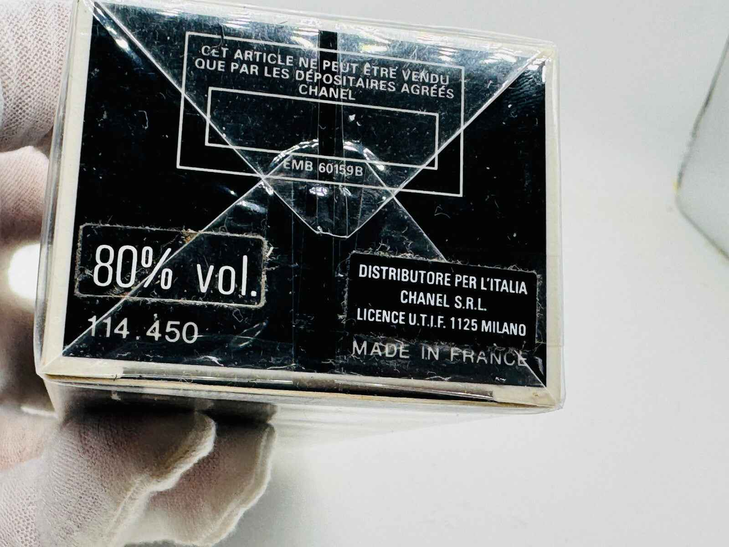 Scatola del profumo Egoiste Chanel Vintage con dettagli di distribuzione e volume in Italia