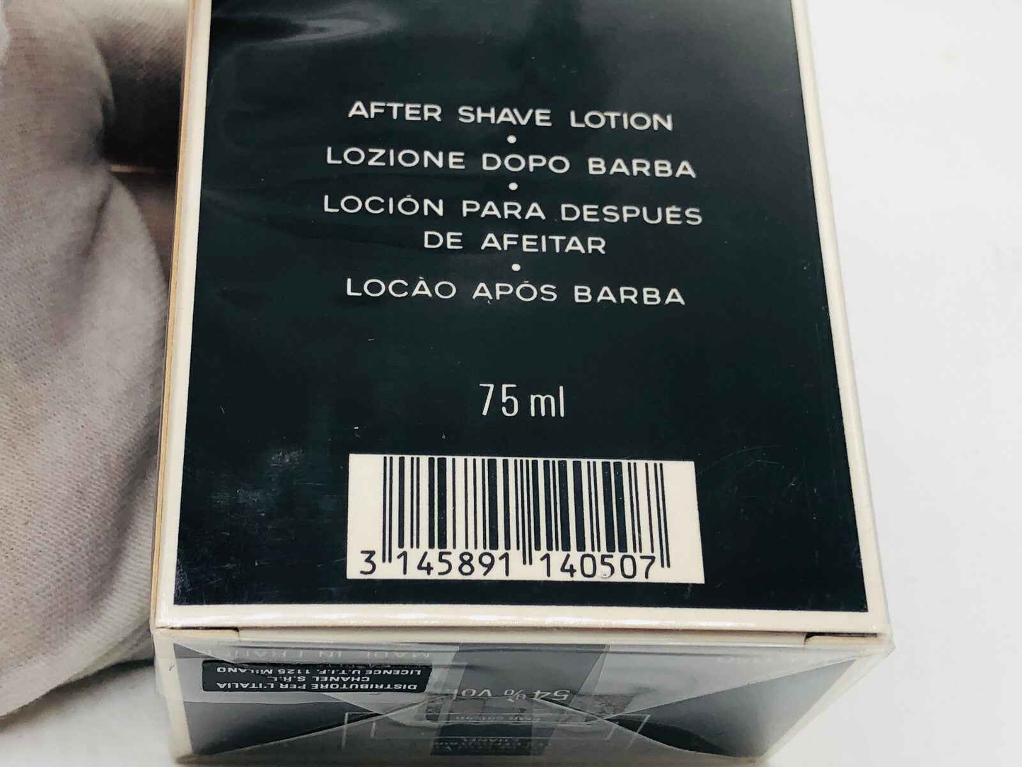 Lozione dopobarba vintage Chanel Egoiste da 75 ml con etichetta in quattro lingue