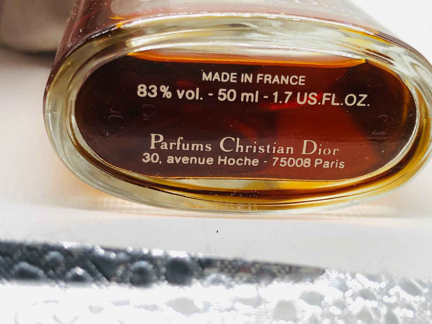 Flacone di profumo Miss Dior Vintage di Christian Dior da 50 ml con etichetta e dettagli in oro