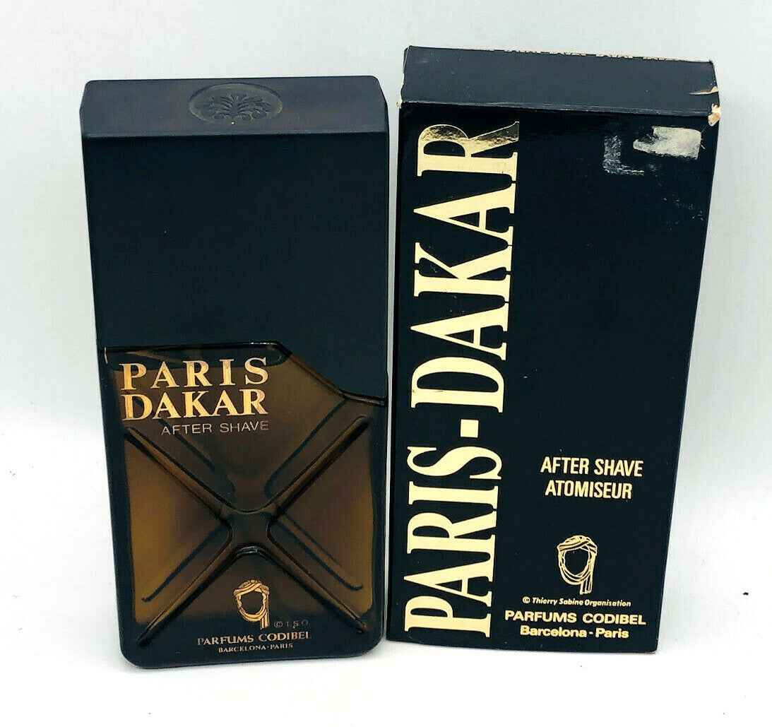 After shave Codibel Paris Dakar Vintage con flacone scuro e scatola elegante