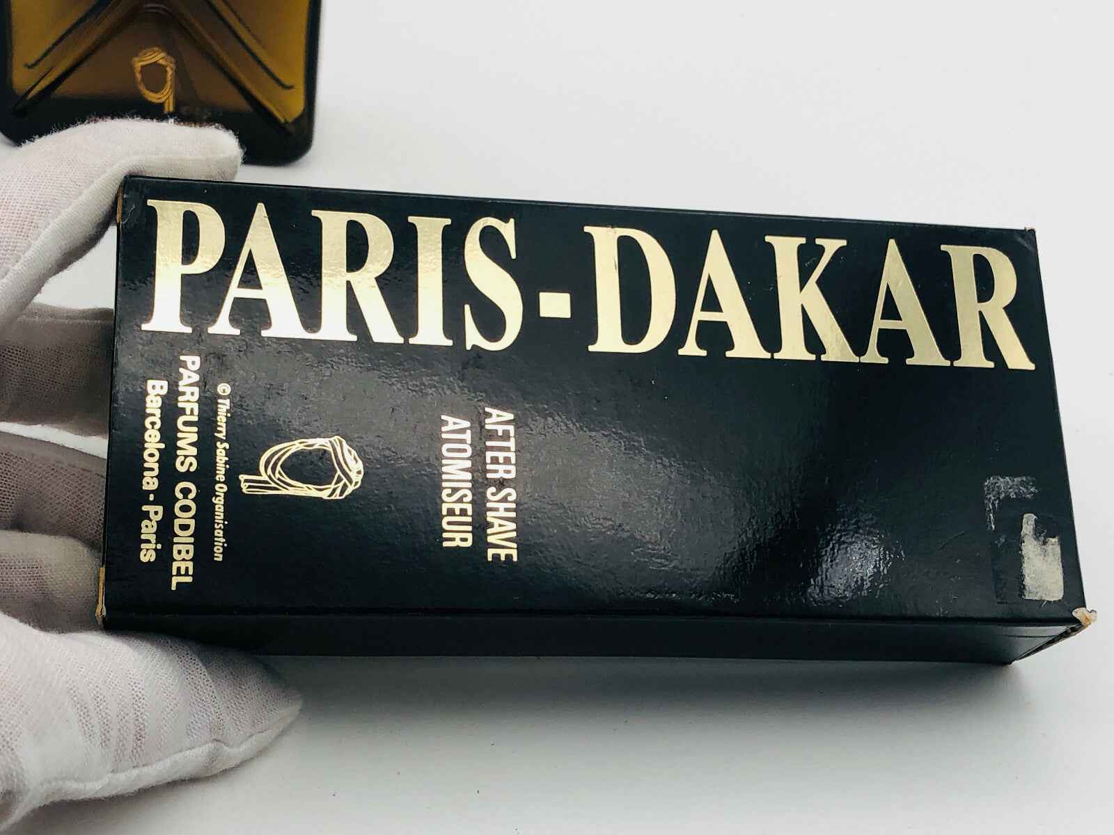 Scatola di dopobarba Codibel Paris Dakar Vintage con design elegante e scritta in oro