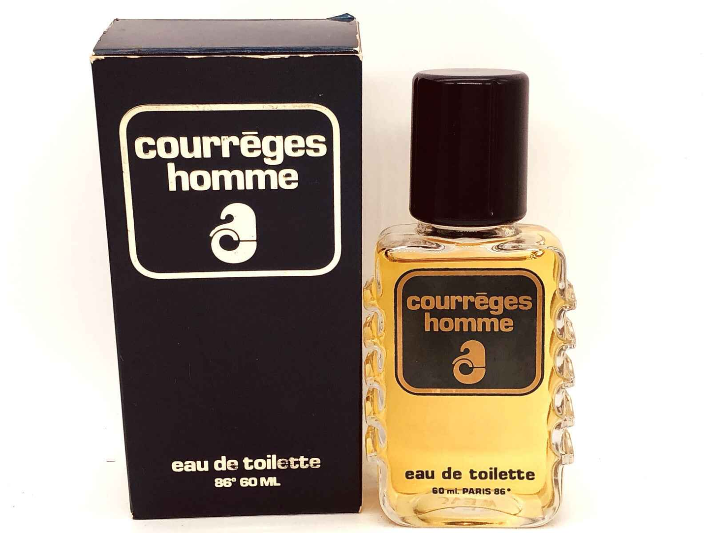 Flacone di profumo Vintage Courreges Homme 60 ml con confezione elegante per un aroma classico