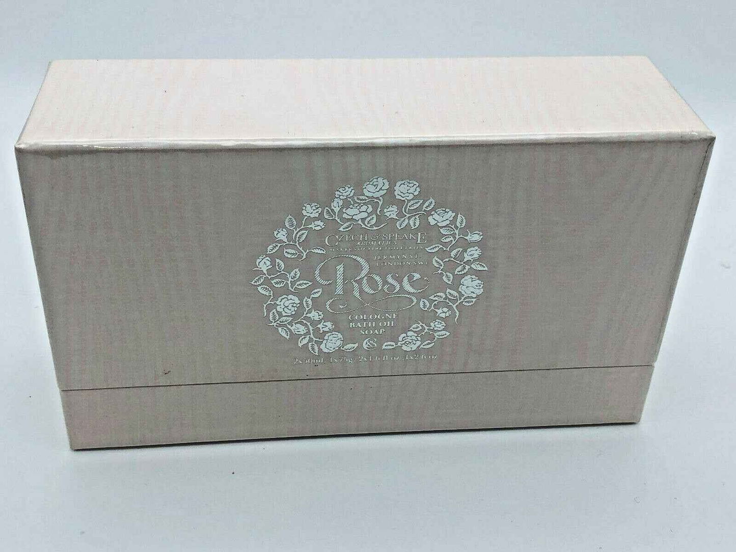 Scatola del profumo Czech & Speake Vintage, design elegante con motivo floreale e scritta Rose