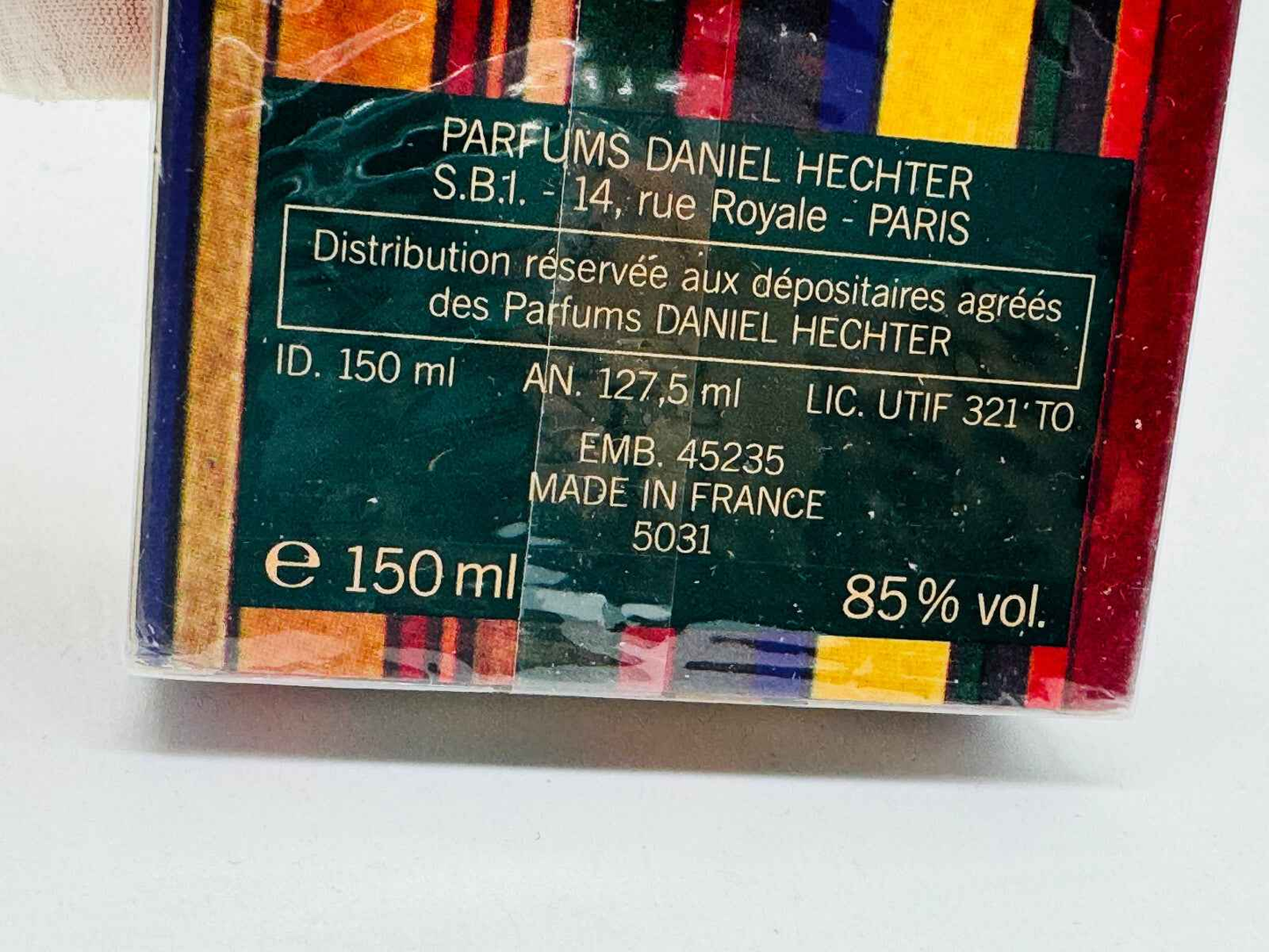 Scatola di profumo Daniel Hechter Caractere Vintage con etichetta dettagliata e design colorato