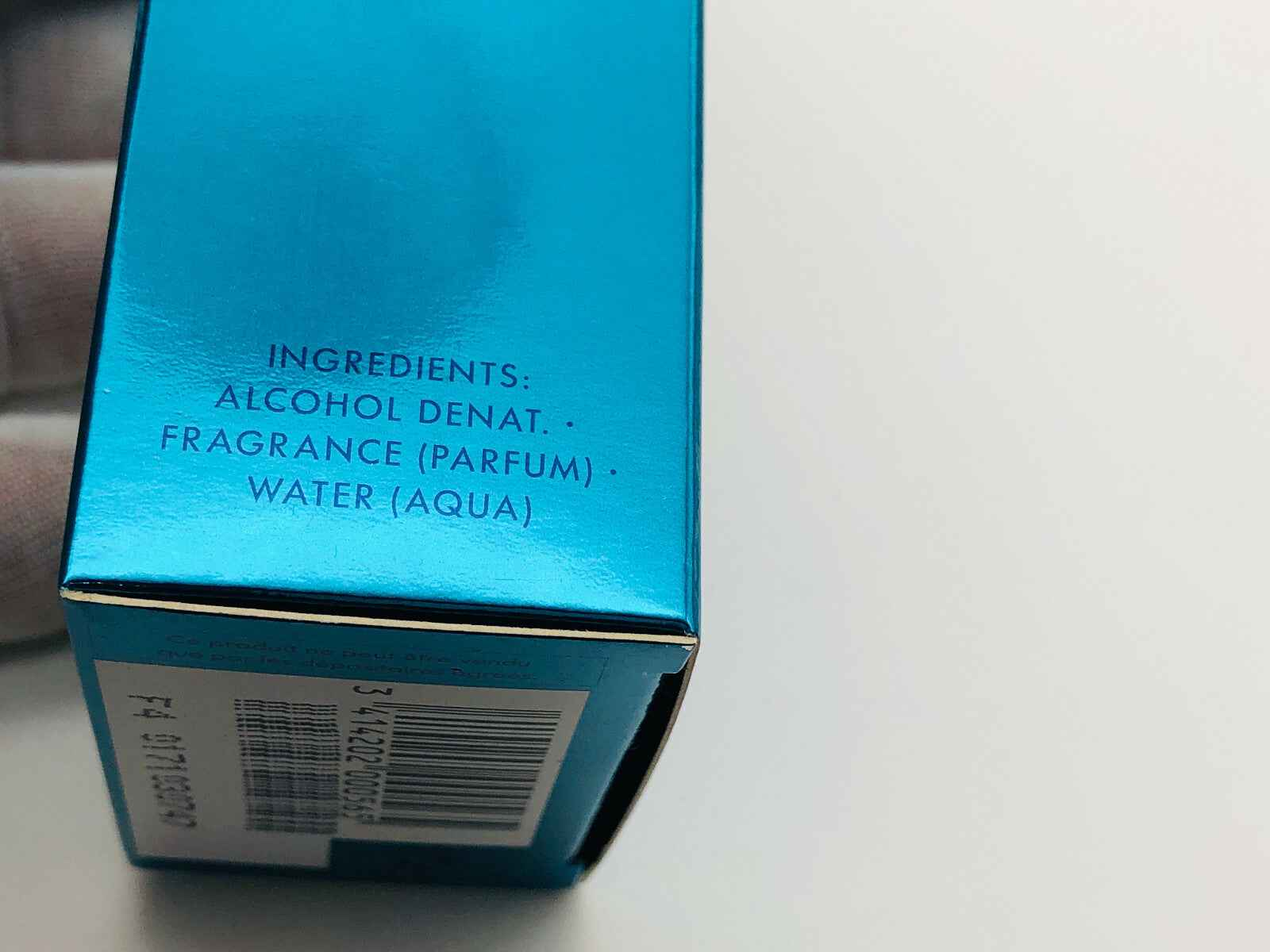 Ingredienti del profumo Cool Water Davidoff Vintage sulla confezione blu