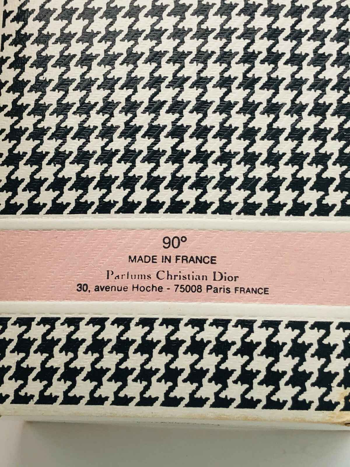 Scatola vintage Dior Diorissimo con stampa a zigzag, realizzata in Francia