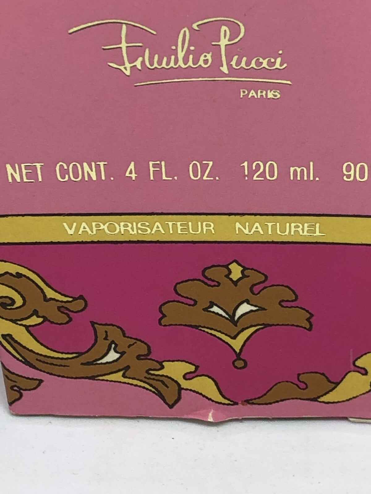 Scatola di profumo Emilio Pucci Vintage da 120 ml con design colorato e dettagli eleganti