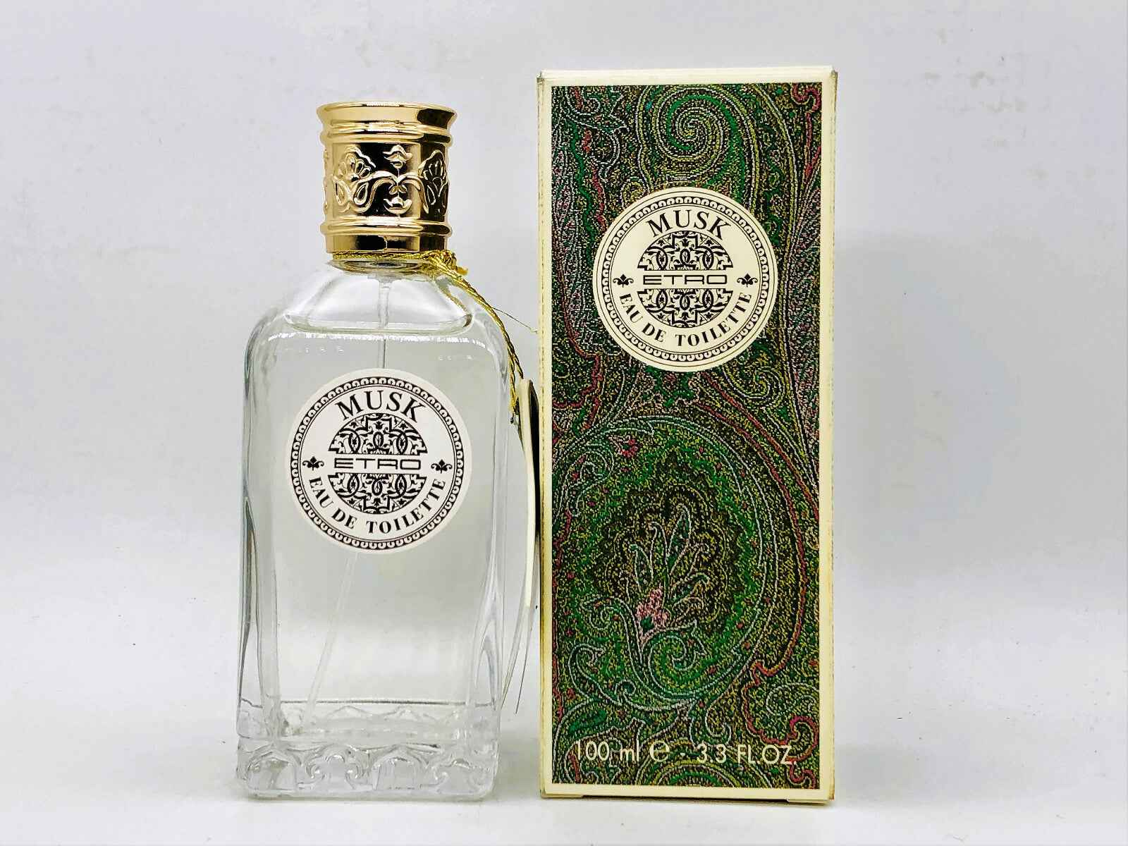 Profumo Etro Musk Vintage in flacone elegante con scatola decorata, 100 ml di fragranza raffinata