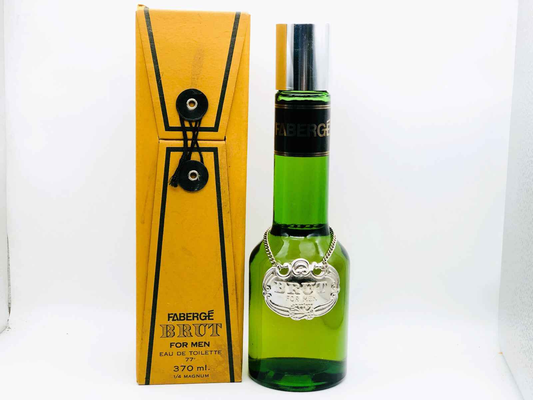 Profumo Brut Faberge Vintage in bottiglia verde con confezione gialla per uomini
