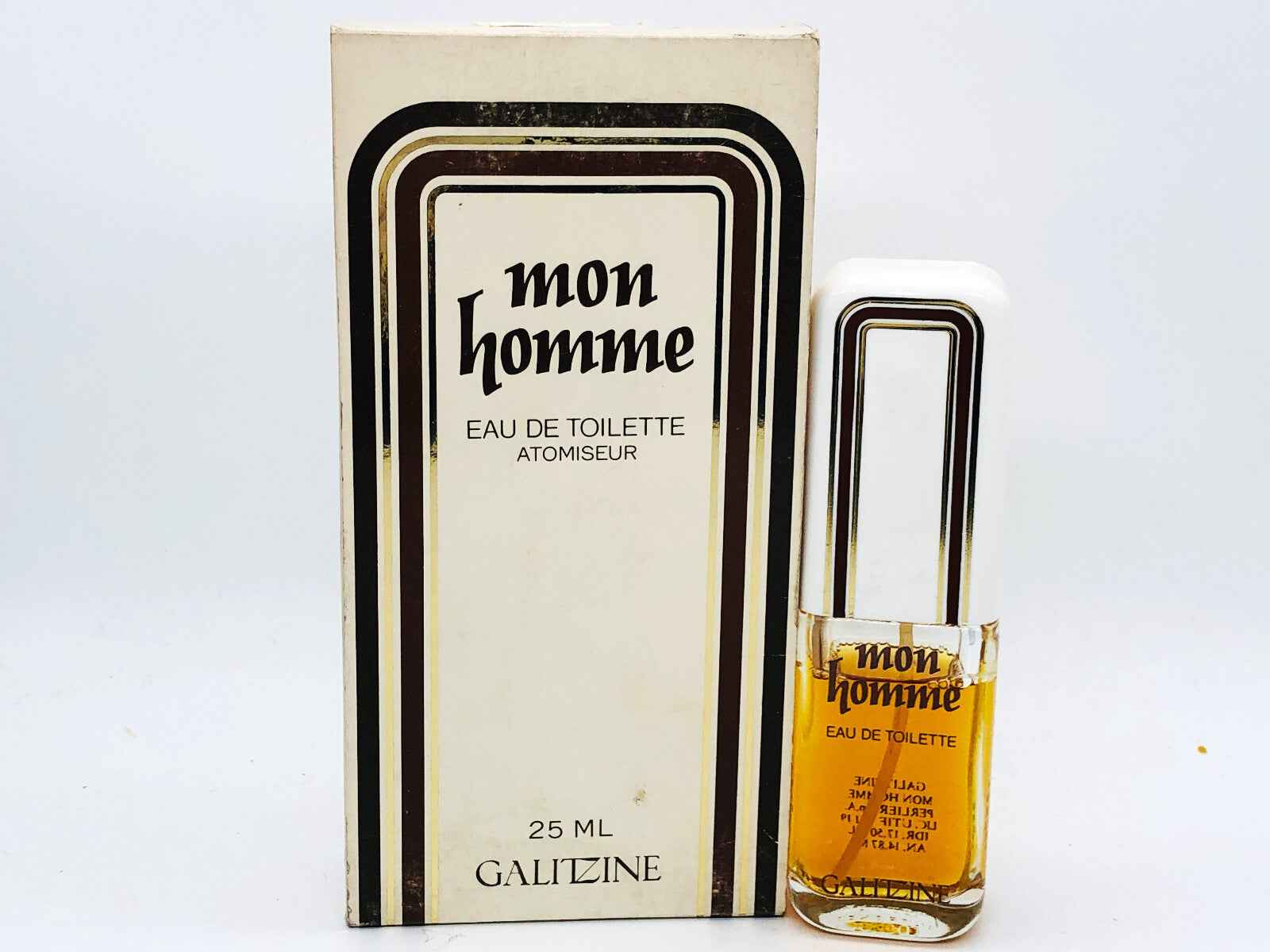 Profumo Galitzine Mon Homme Vintage da 25 ml in flacone con spray atomizzatore e confezione elegante