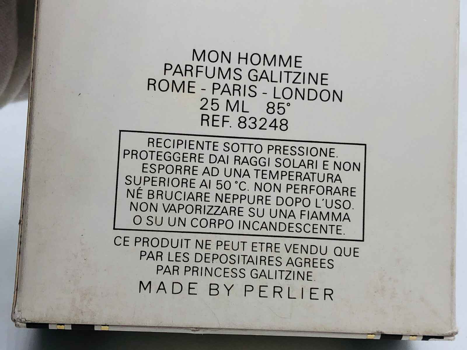 Profumo Galitzine Mon Homme Vintage da 25 ML in elegante design per uomini raffinati