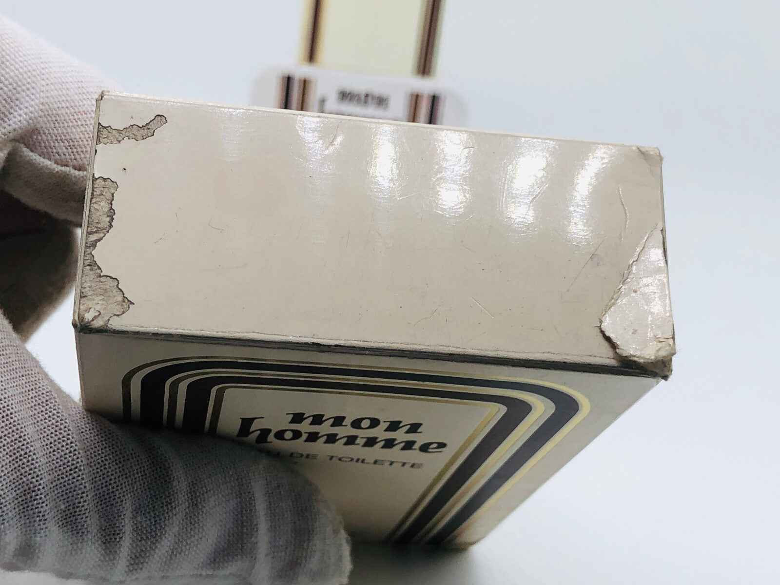 Scatola danneggiata di profumo Vintage Galitzine Mon Homme con scritta visibile