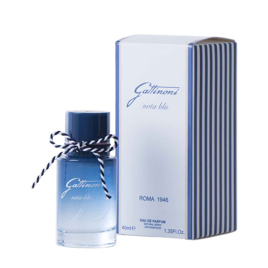 Profumo Gattinoni Nota Blu in bottiglia da 40ml con confezione elegante e nastrino decorativo
