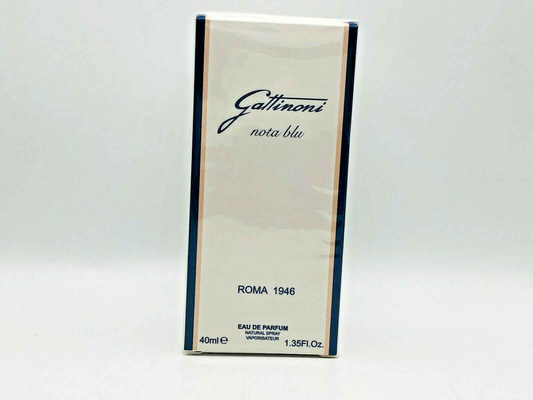 Scatola del Profumo Gattinoni Nota Blu da 40 ml con design elegante e logo distintivo