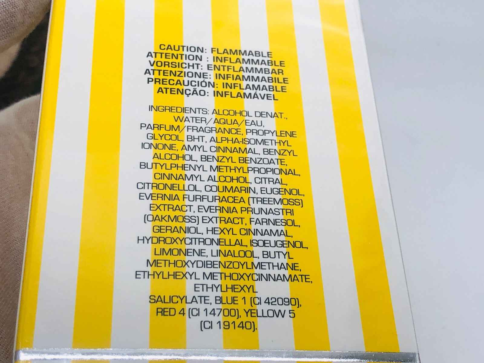 Giorgio Beverly Hills Homme: Flacone di profumo con ingredienti per fragranza e avvertenze sulla sicurezza