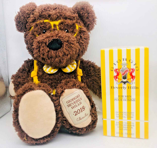 Orso di peluche Giorgio Beverly Hills con profumo Giorgio Beverly Hills Homme in confezione gialla